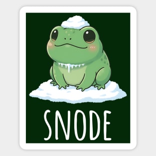 Adorable little snowed-on frog saying "snode" Magnet